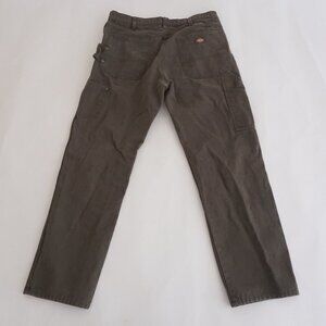 Dickies Olive Carpenter Work Pants Utility Canvas Straight Leg W36 L32